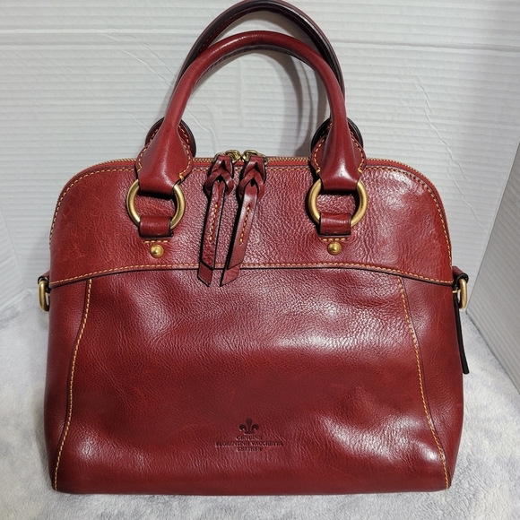 Dooney & BURKE Florentine Cameron Satchel Red, Italian Vacchetta Leather - Picture 2 of 15
